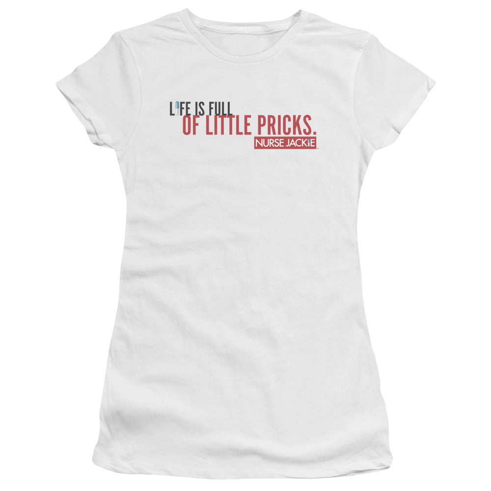 Nurse Jackie - Life Is Full - Short Sleeve Junior Sheer - White T-shirt