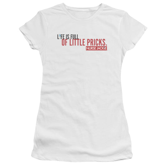 Nurse Jackie - Life Is Full - Short Sleeve Junior Sheer - White T-shirt