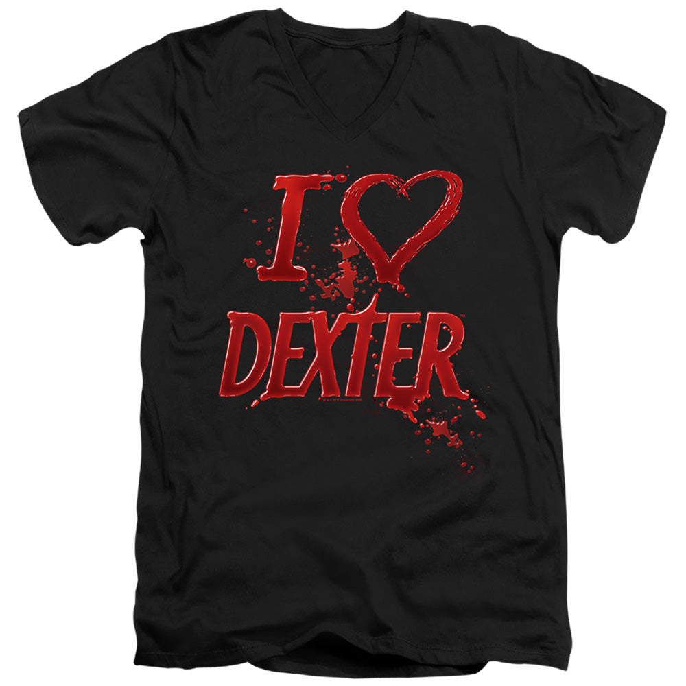 Dexter - I Heart Dexter - Short Sleeve Adult V-neck - Black T-shirt