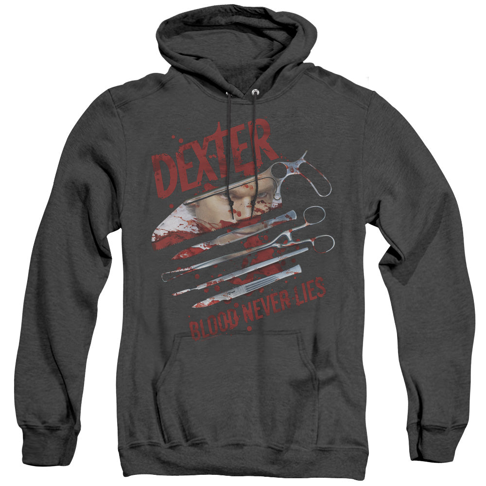 Dexter - Blood Never Lies - Adult Heather Hoodie - Black