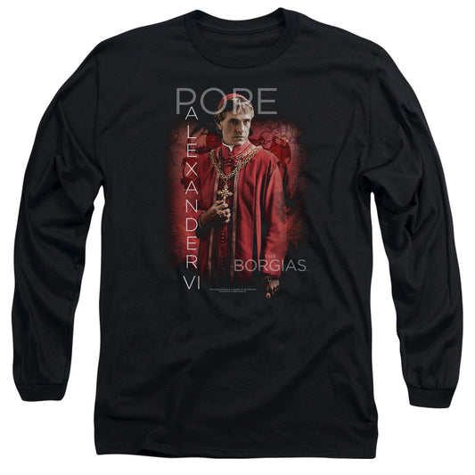 Borgias - Pope Alexander Vi - Long Sleeve Adult 18/1 - Black T-shirt