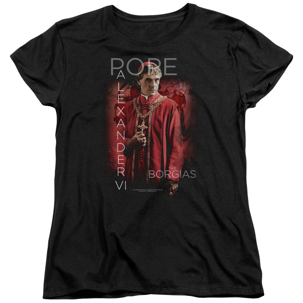 Borgias - Pope Alexander Vi - Short Sleeve Womens Tee - Black T-shirt