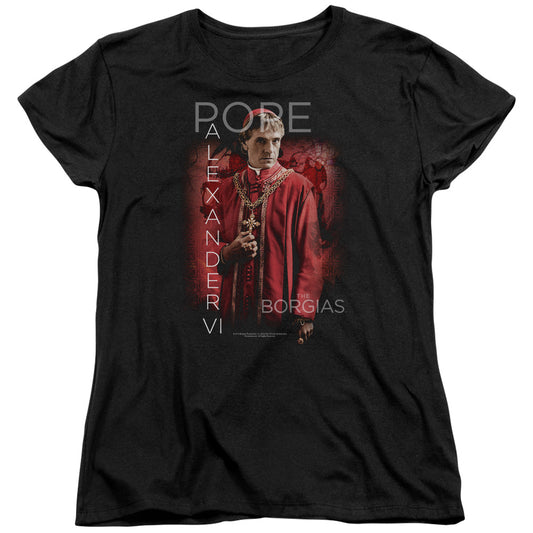 Borgias - Pope Alexander Vi - Short Sleeve Womens Tee - Black T-shirt