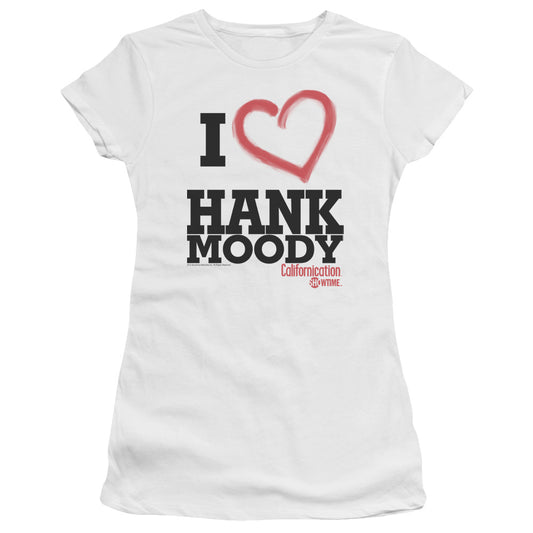 Californication - I Heart Hank Moody - Short Sleeve Junior Sheer - White T-shirt
