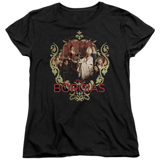 Borgias - Family Portrait - Short Sleeve Womens Tee - Black T-shirt