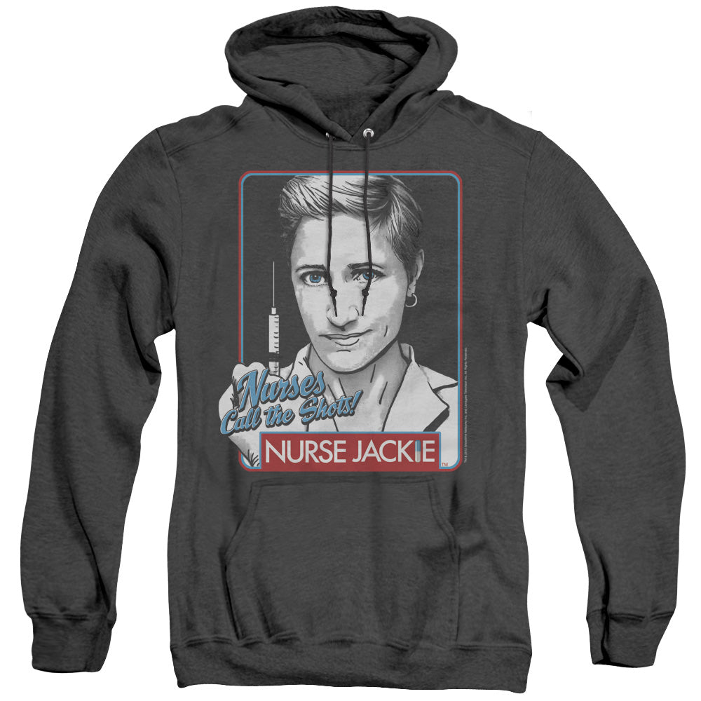 Nurse Jackie - Nurses Call The Shots - Adult Heather Hoodie - Black
