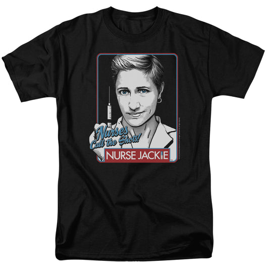 Nurse Jackie - Nurses Call The Shots - Short Sleeve Adult 18/1 - Black T-shirt
