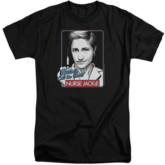 Nurse Jackie - Nurses Call The Shots - Short Sleeve Adult Tall - Black T-shirt