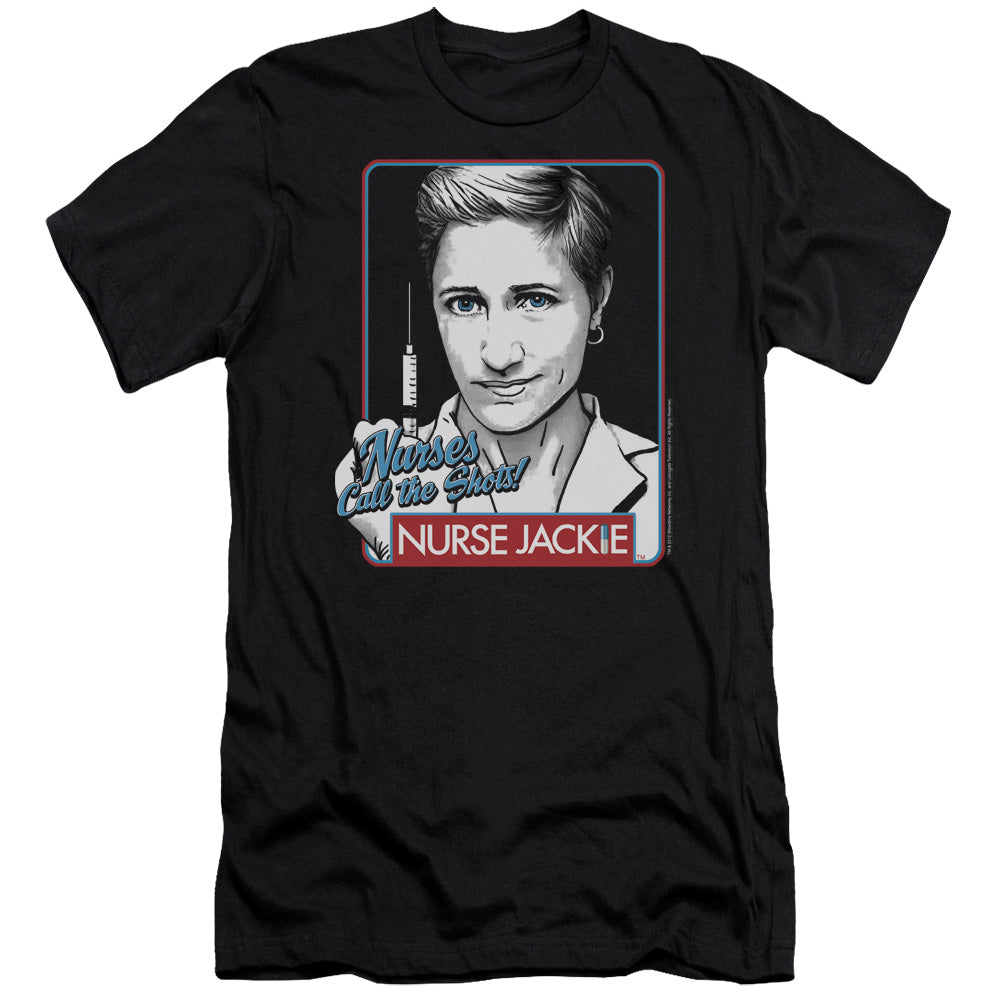 Nurse Jackie - Nurses Call The Shots - Short Sleeve Adult 30/1 - Black T-shirt