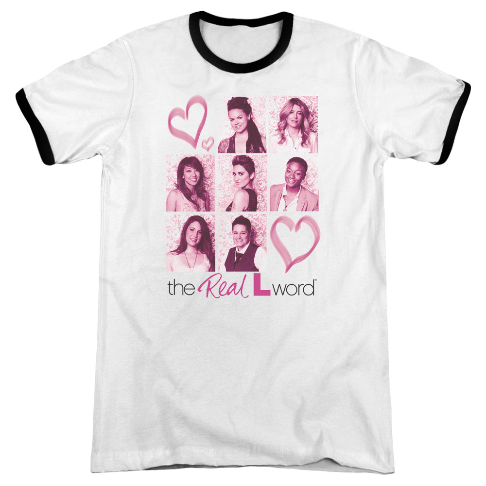 Real L Word - Hearts - Adult Ringer - White/black