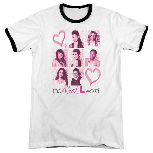 Real L Word - Hearts - Adult Ringer - White/black