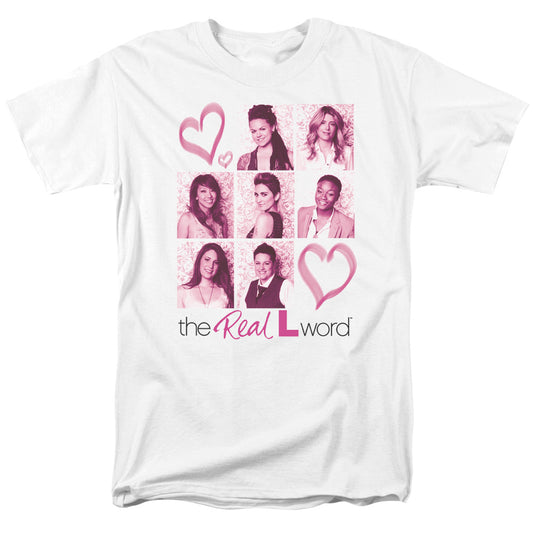 Real L Word - Hearts - Short Sleeve Adult 18/1 - White T-shirt