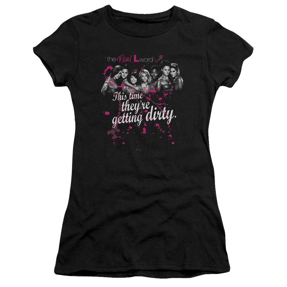The Real L Word - Dirty - Short Sleeve Junior Sheer - Black T-shirt
