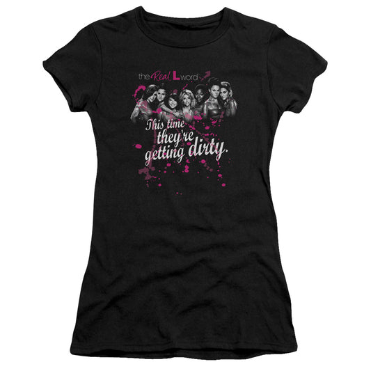 The Real L Word - Dirty - Short Sleeve Junior Sheer - Black T-shirt