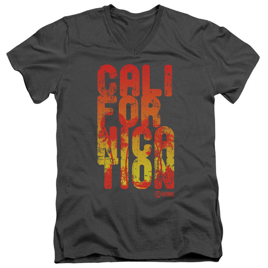 Californication - Cali Type - Short Sleeve Adult V-neck - Charcoal T-shirt