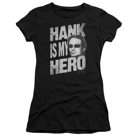 Californication - Hank Is My Hero - Short Sleeve Junior Sheer - Black T-shirt