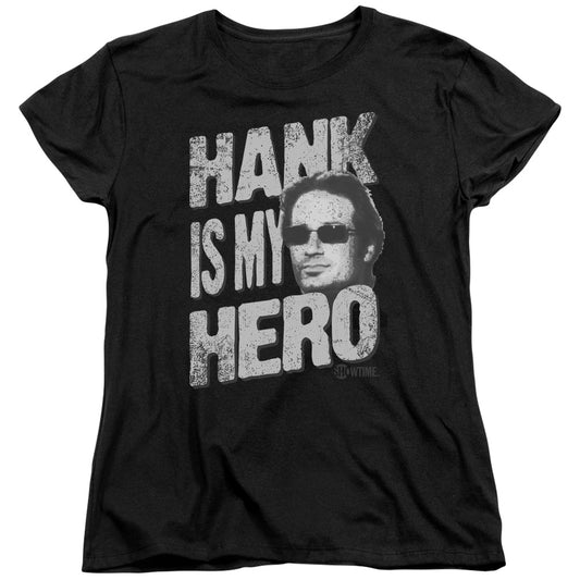 Californication - Hank Is My Hero - Short Sleeve Womens Tee - Black T-shirt