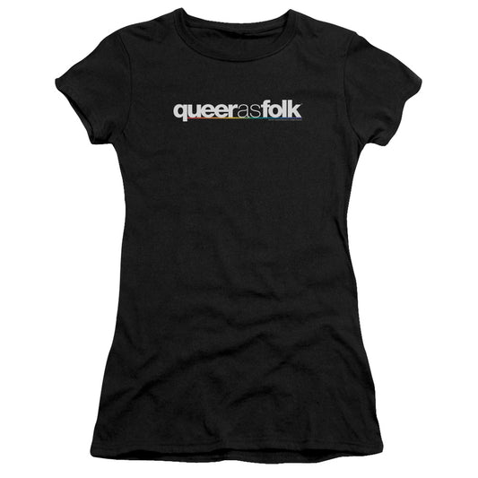 Queer As Folk - Logo - Short Sleeve Junior Sheer - Black T-shirt