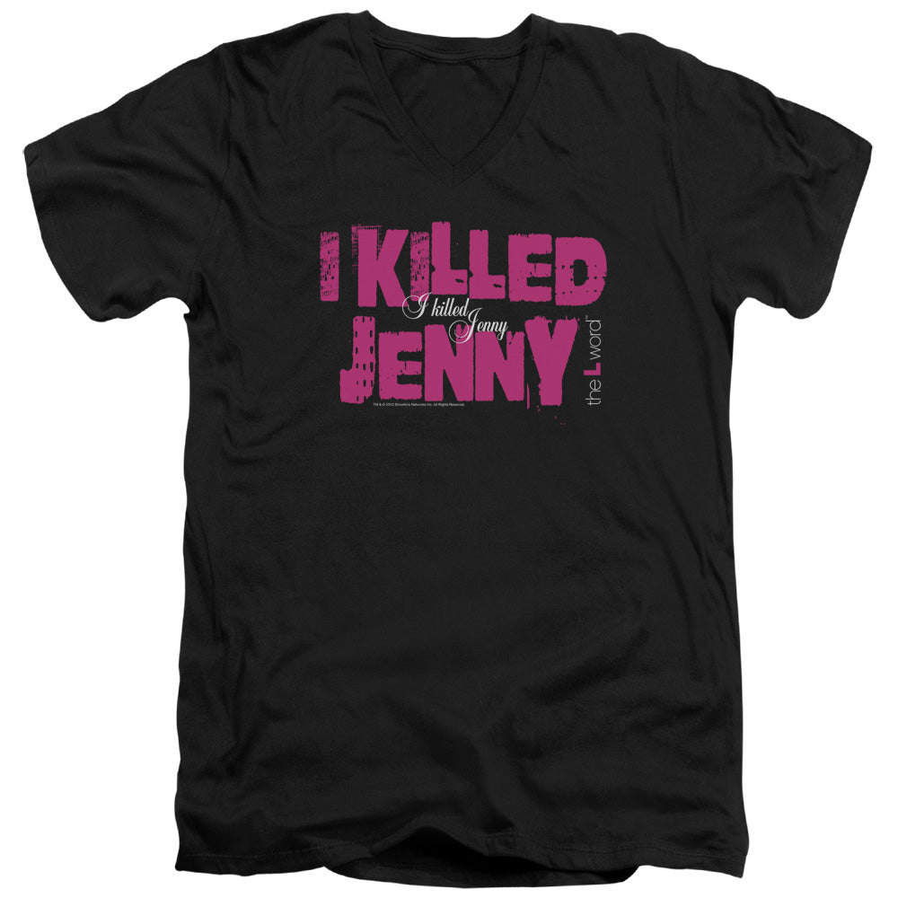 The L Word - I Killed Jenny - Short Sleeve Adult V-neck - Black T-shirt