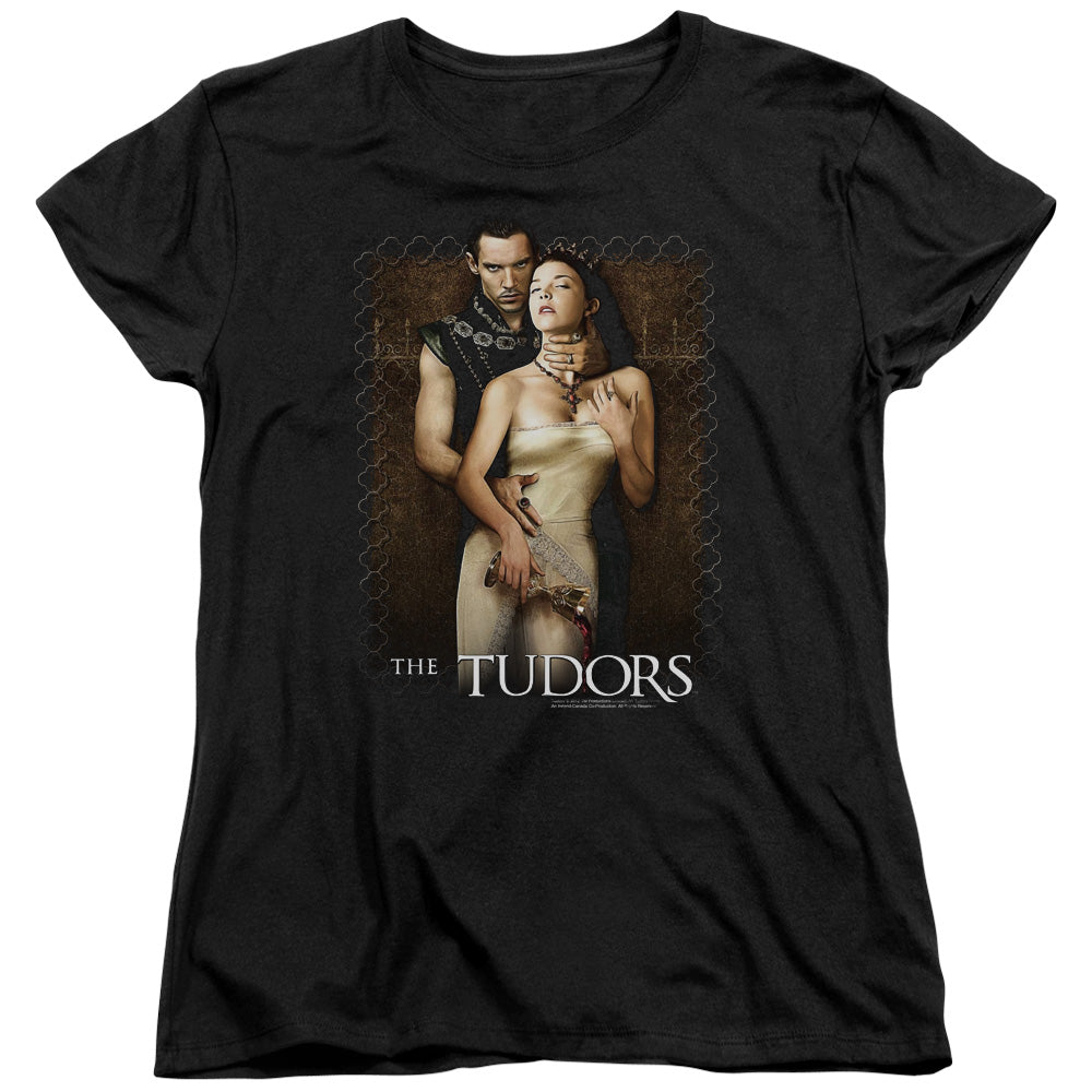 Tudorshort Sleevepilt Wine - S - S Womens Tee - Black T-shirt