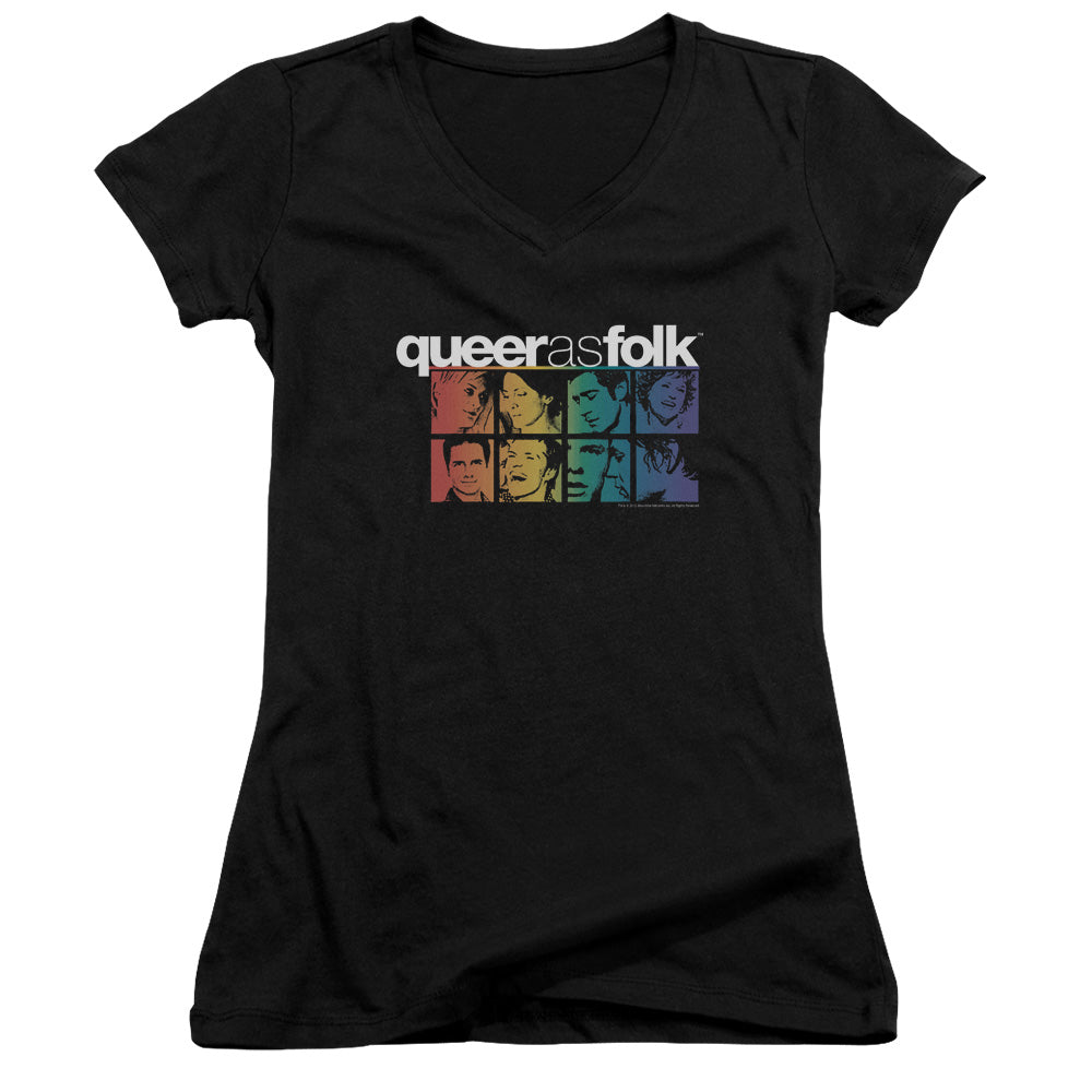 Queer As Folk - Cast - Junior V-neck - Black