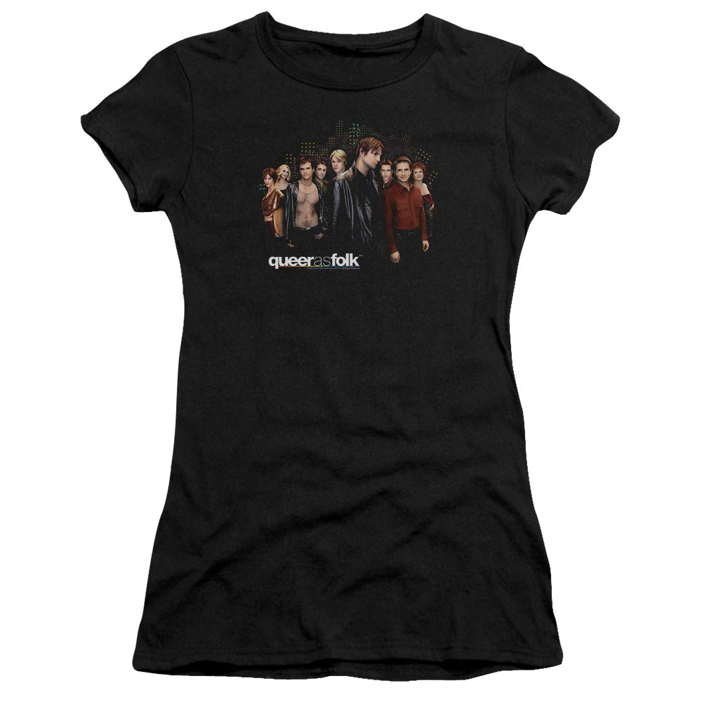 Queer As Folk - Title - Short Sleeve Junior Sheer - Black T-shirt