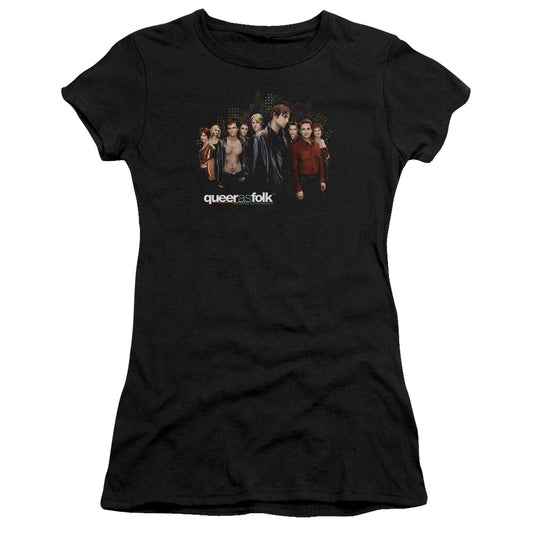 Queer As Folk - Title - Short Sleeve Junior Sheer - Black T-shirt