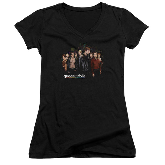Queer As Folk - Title - Junior V-neck - Black