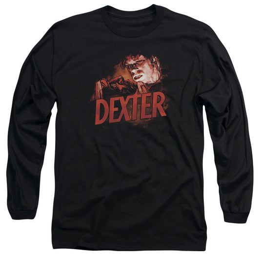 Dexter - Drawing - Long Sleeve Adult 18/1 - Black T-shirt