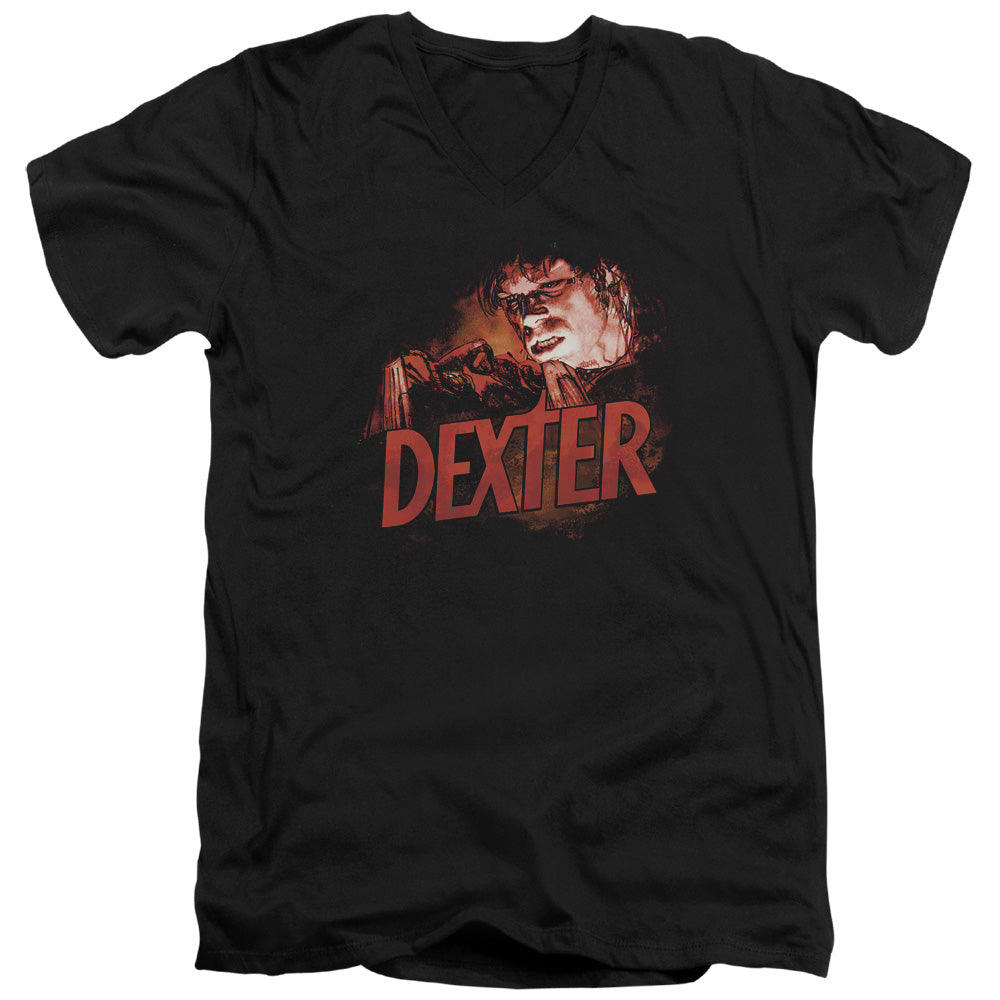 Dexter - Drawing - Short Sleeve Adult V-neck - Black T-shirt