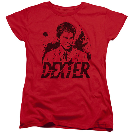 Dexter - Splatter Dex - Short Sleeve Womens Tee - Red T-shirt