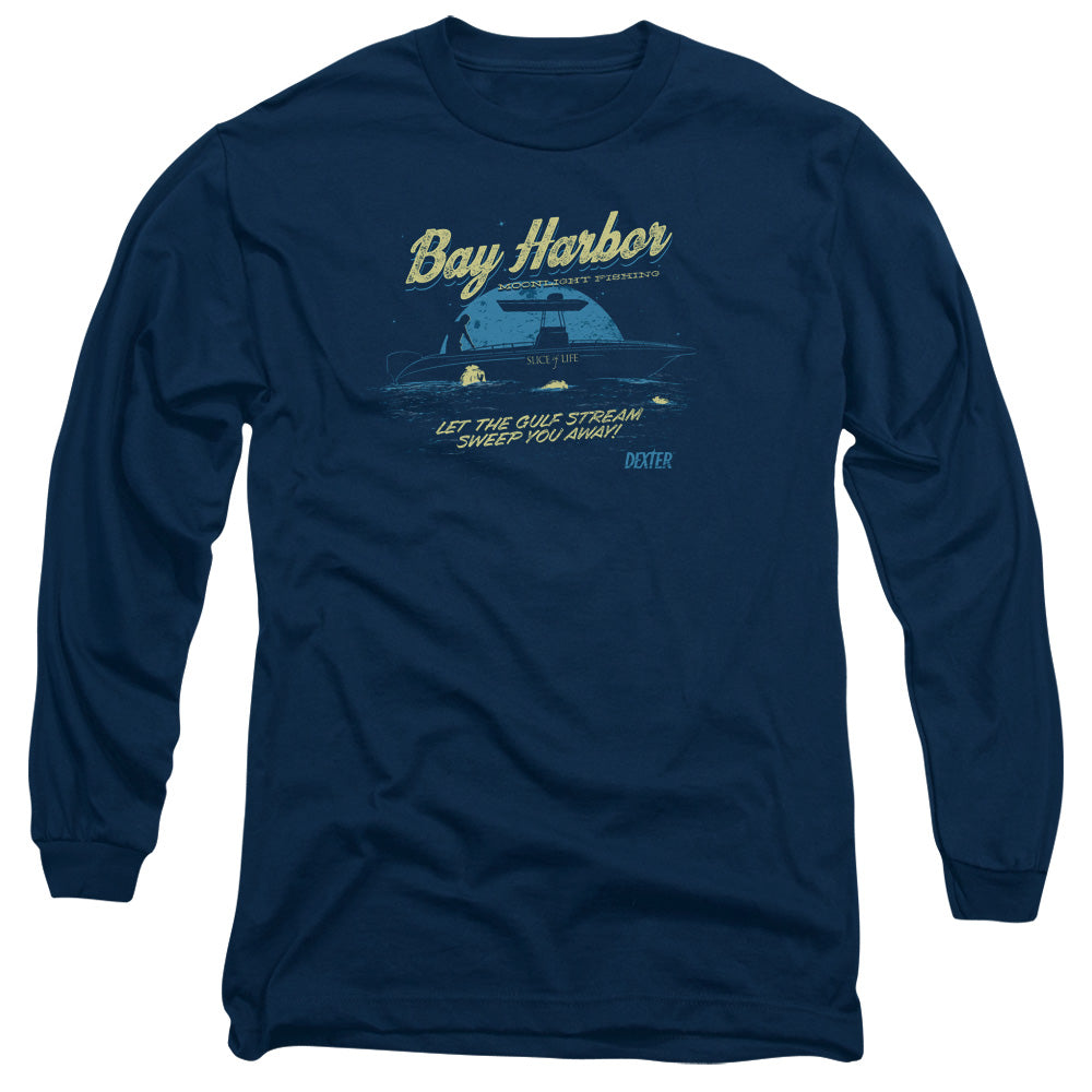 Dexter - Moonlight Fishing - Long Sleeve Adult 18/1 - Navy T-shirt