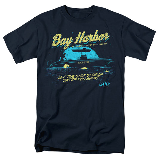 Dexter - Moonlight Fishing - Short Sleeve Adult 18/1 - Navy T-shirt