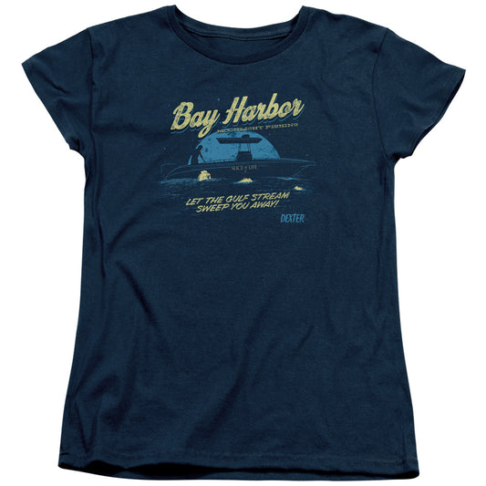 Dexter - Moonlight Fishing - Short Sleeve Womens Tee - Navy T-shirt