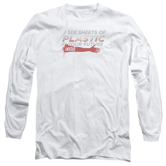 Dexter - Plastic Prediction - Long Sleeve Adult 18/1 - White T-shirt