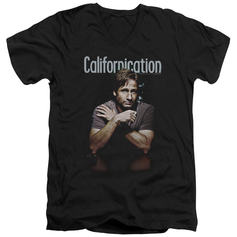 Californication - Smoking - Short Sleeve Adult V-neck 30/1 - Black T-shirt