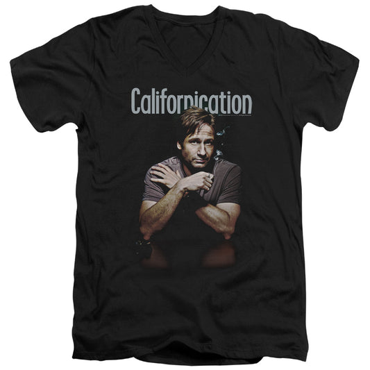 Californication - Smoking - Short Sleeve Adult V-neck 30/1 - Black T-shirt
