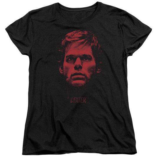Dexter - Bloody Face - Short Sleeve Womens Tee - Black T-shirt