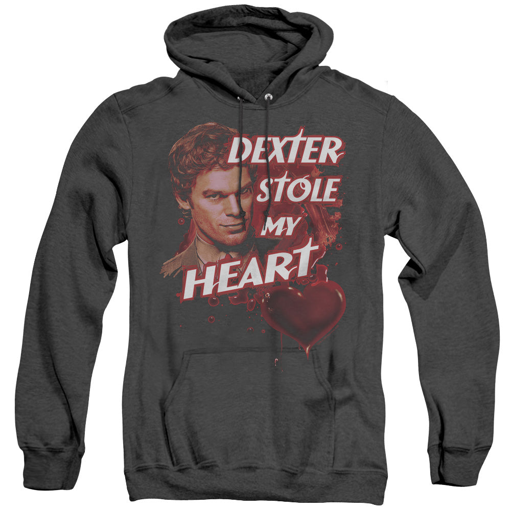 Dexter - Bloody Heart - Adult Heather Hoodie - Black