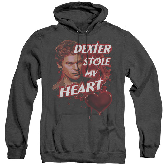 Dexter - Bloody Heart - Adult Heather Hoodie - Black