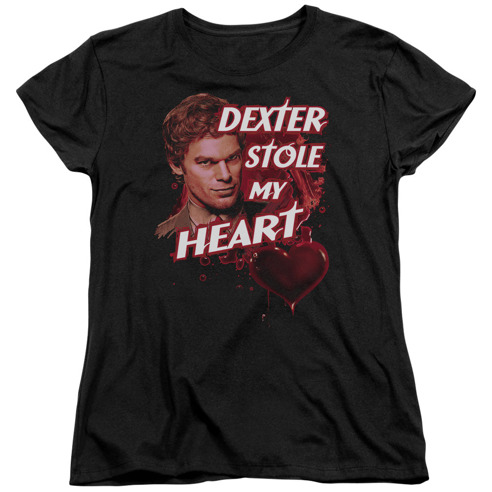 Dexter - Bloody Heart - Short Sleeve Womens Tee - Black T-shirt