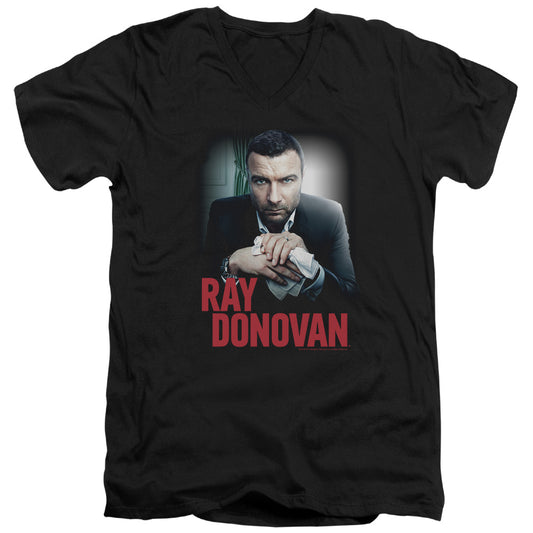 Ray Donovan - Clean Hands - Short Sleeve Adult V-neck 30/1 - Black T-shirt