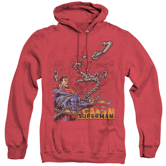 Superman - Breaking Chains - Adult Heather Hoodie - Red