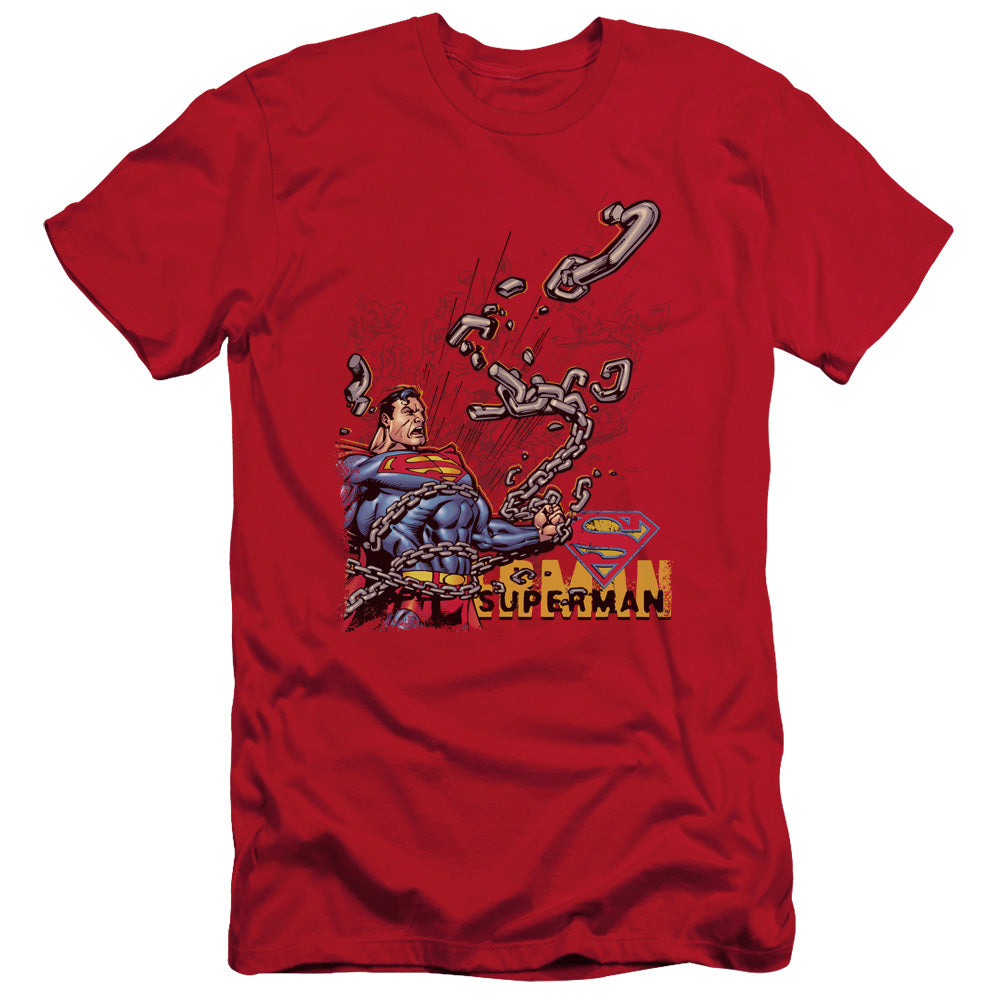 Superman - Breaking Chains - Short Sleeve Adult 30/1 - Red T-shirt