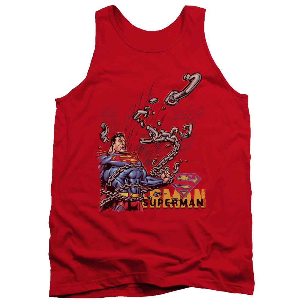 Superman - Breaking Chains - Adult Tank - Red