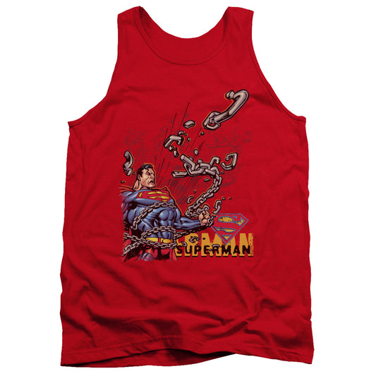 Superman - Breaking Chains - Adult Tank - Red