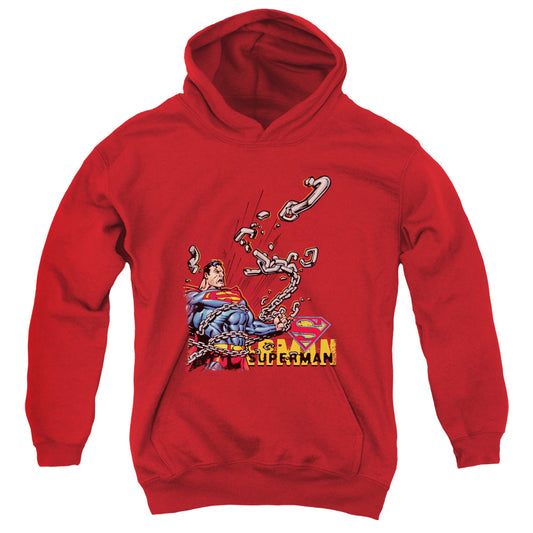Superman - Breaking Chains - Youth Pull-over Hoodie - Red