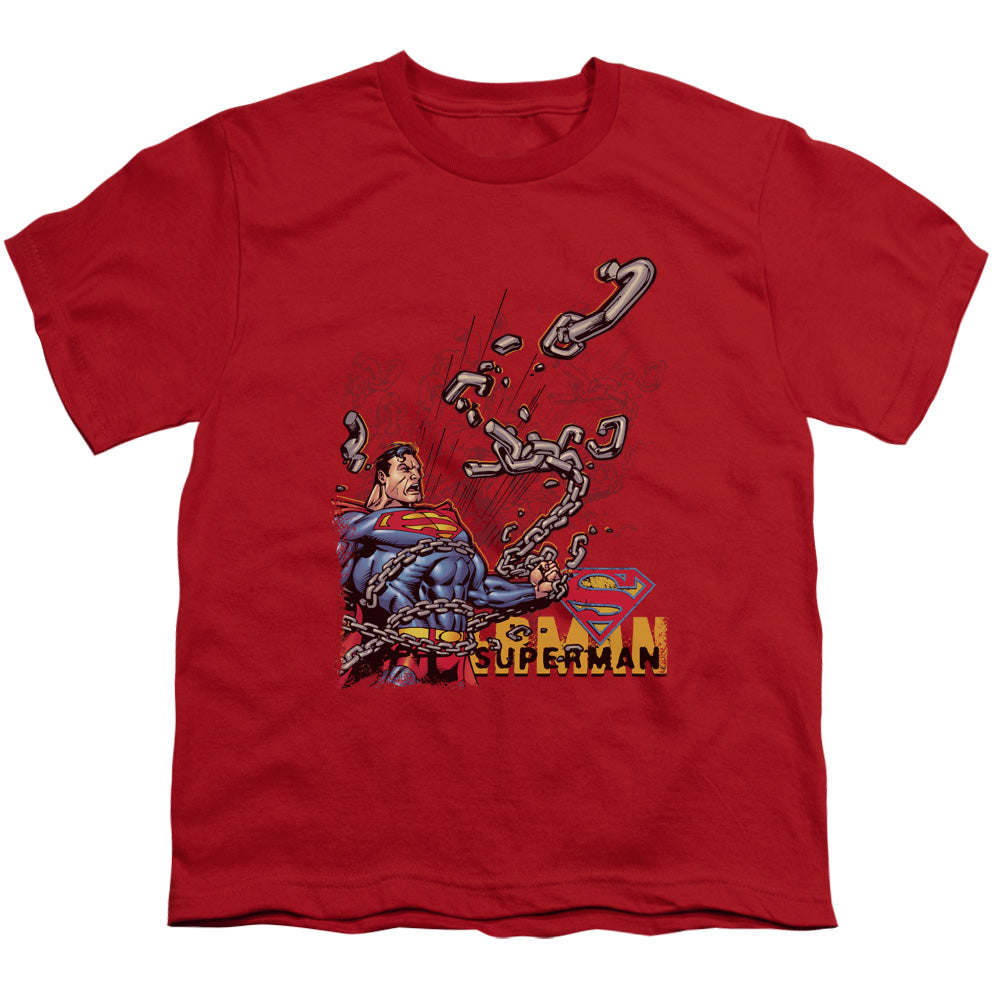 Superman - Breaking Chains - Short Sleeve Youth 18/1 - Red T-shirt