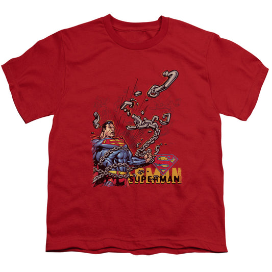 Superman - Breaking Chains - Short Sleeve Youth 18/1 - Red T-shirt
