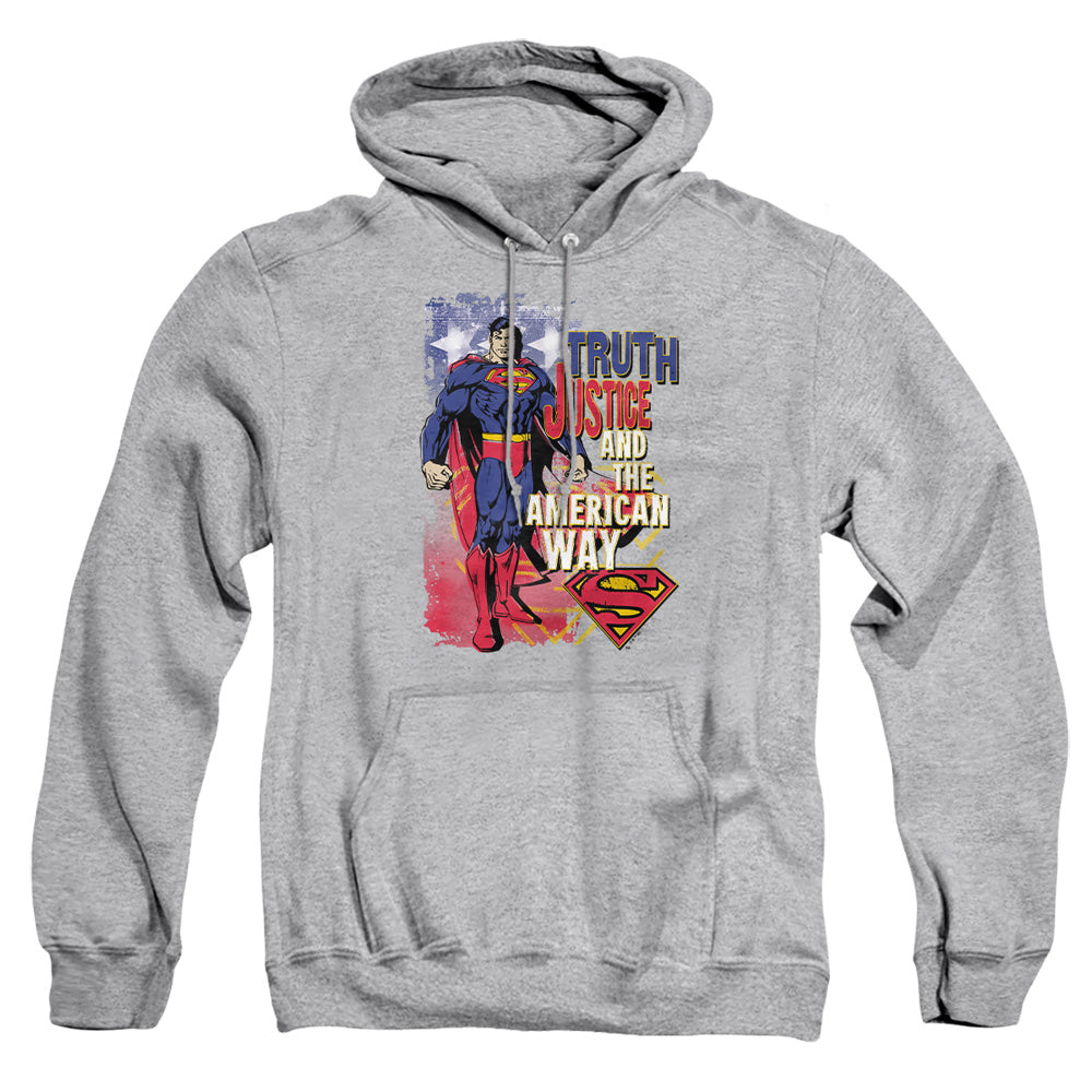 Superman - Truth Justice - Adult Pull-over Hoodie - Athletic Heather